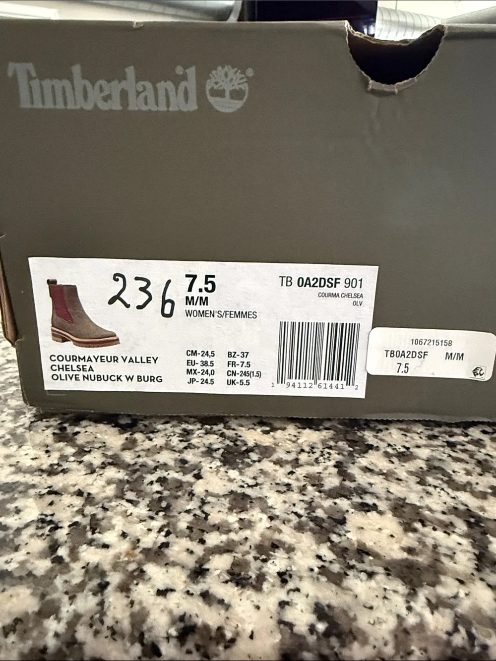 Women’s Timberland Olive Green Chelsea Boots with Burgundy Elastic Panels